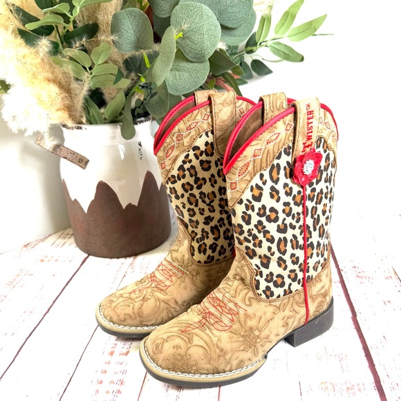 Twister Avery Leopard Girls Square Toe Cowboy Boots Size 12 - Picture 1 of 15